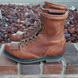Double H Women's Tan Leather Combat Boots